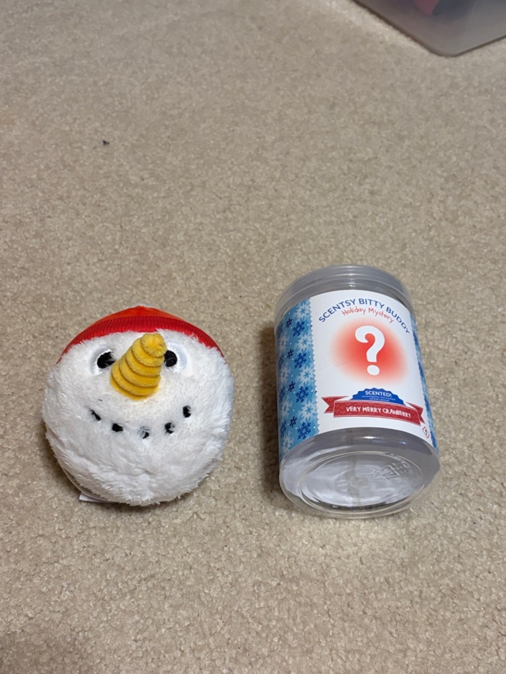 Scentsy Bitty Buddy Snowman - White with Red Hat and Yellow Nose